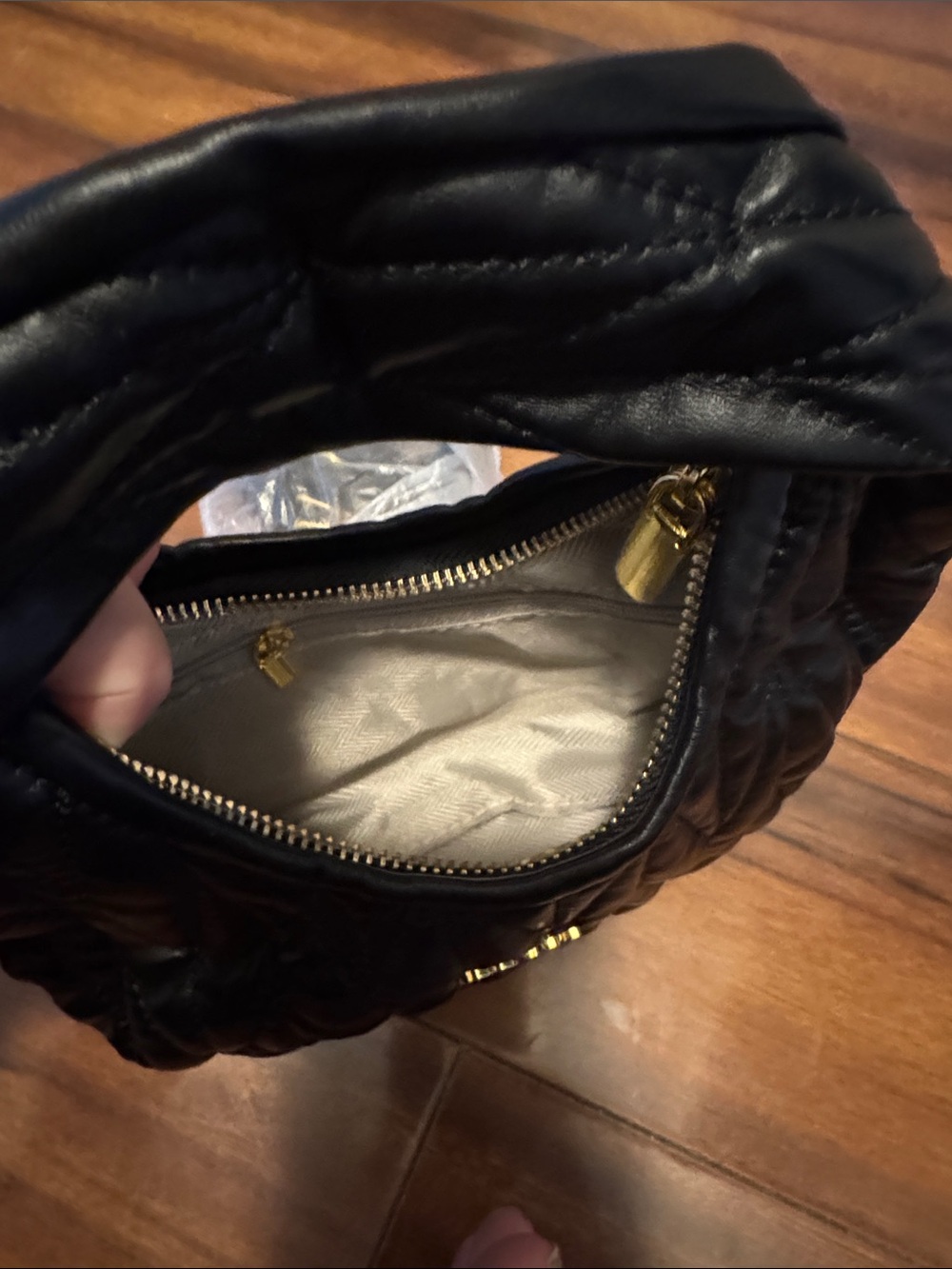 Miu Miu copy Black Quilted Mini Top-Handle Bag with Gold Logo - Picture 3 of 4